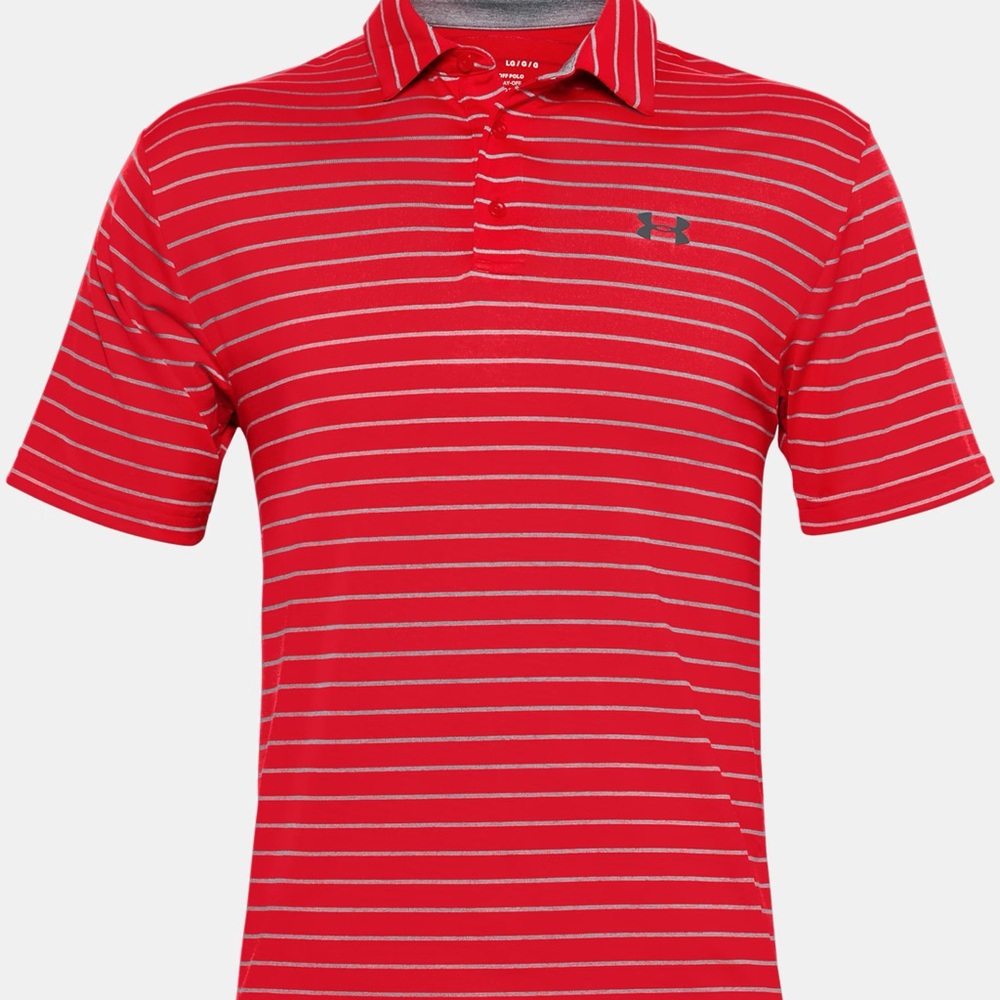 Under Armour Men's Core Stripe Polo in Red